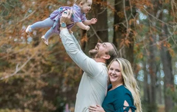 Harvey Family with baby macrae Park Wilmington, NC